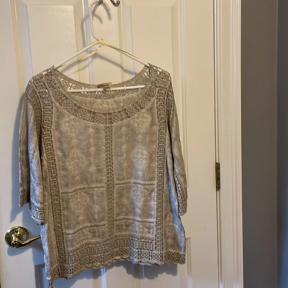 Democracy woven and crocheted beige top - Picture 2 of 6